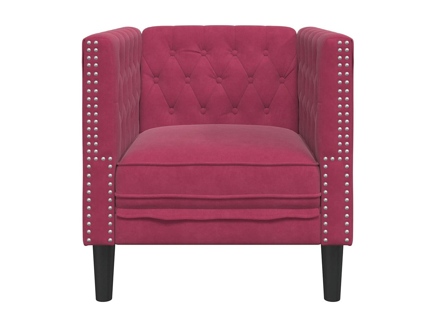 Fauteuil Chesterfield rouge velours