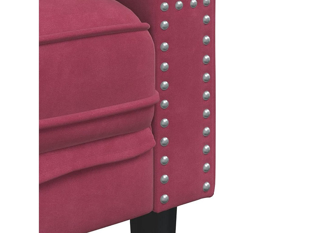 Fauteuil Chesterfield rouge velours