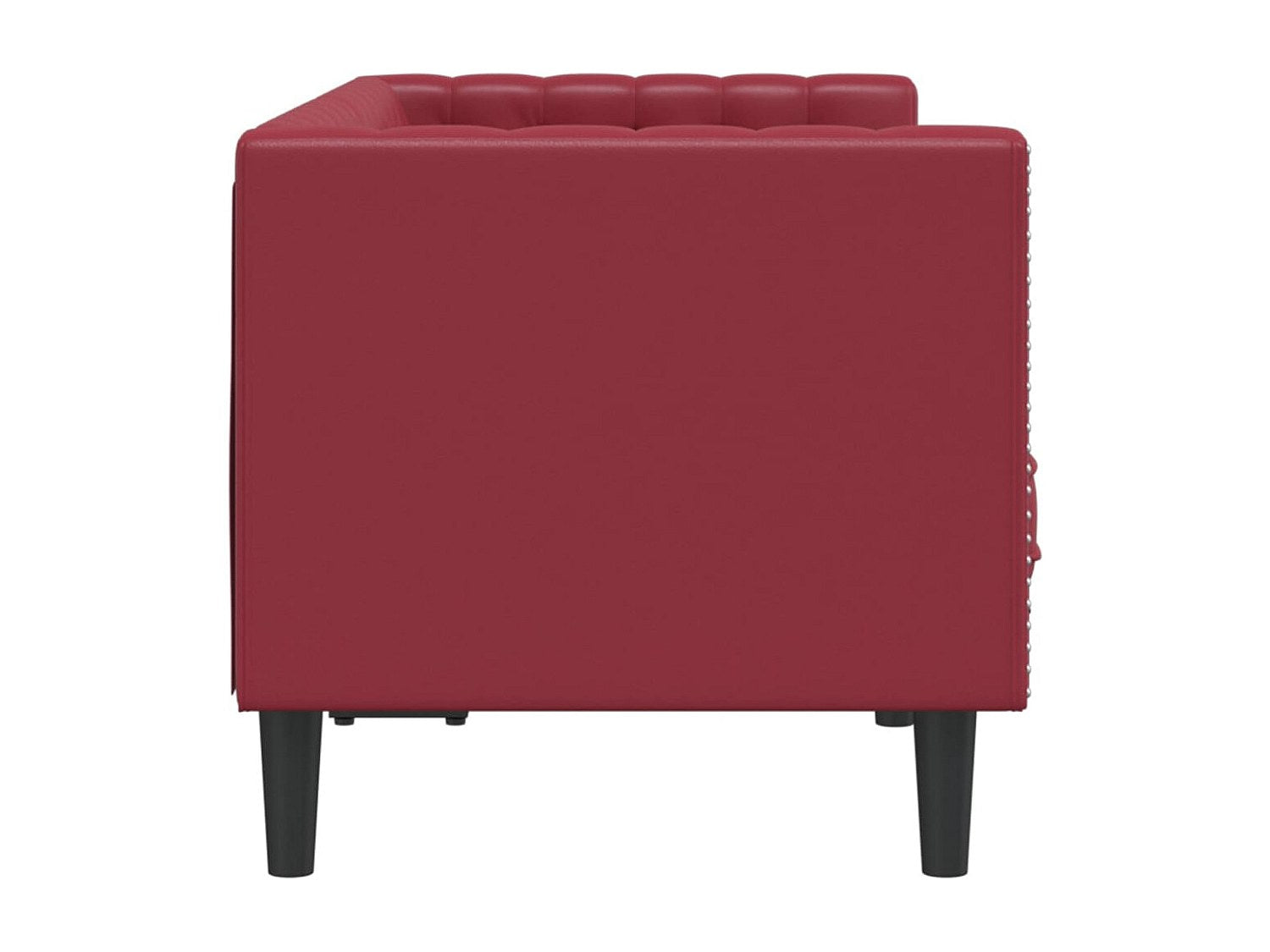 Canapé Chesterfield droit 2 places rouge simili cuir