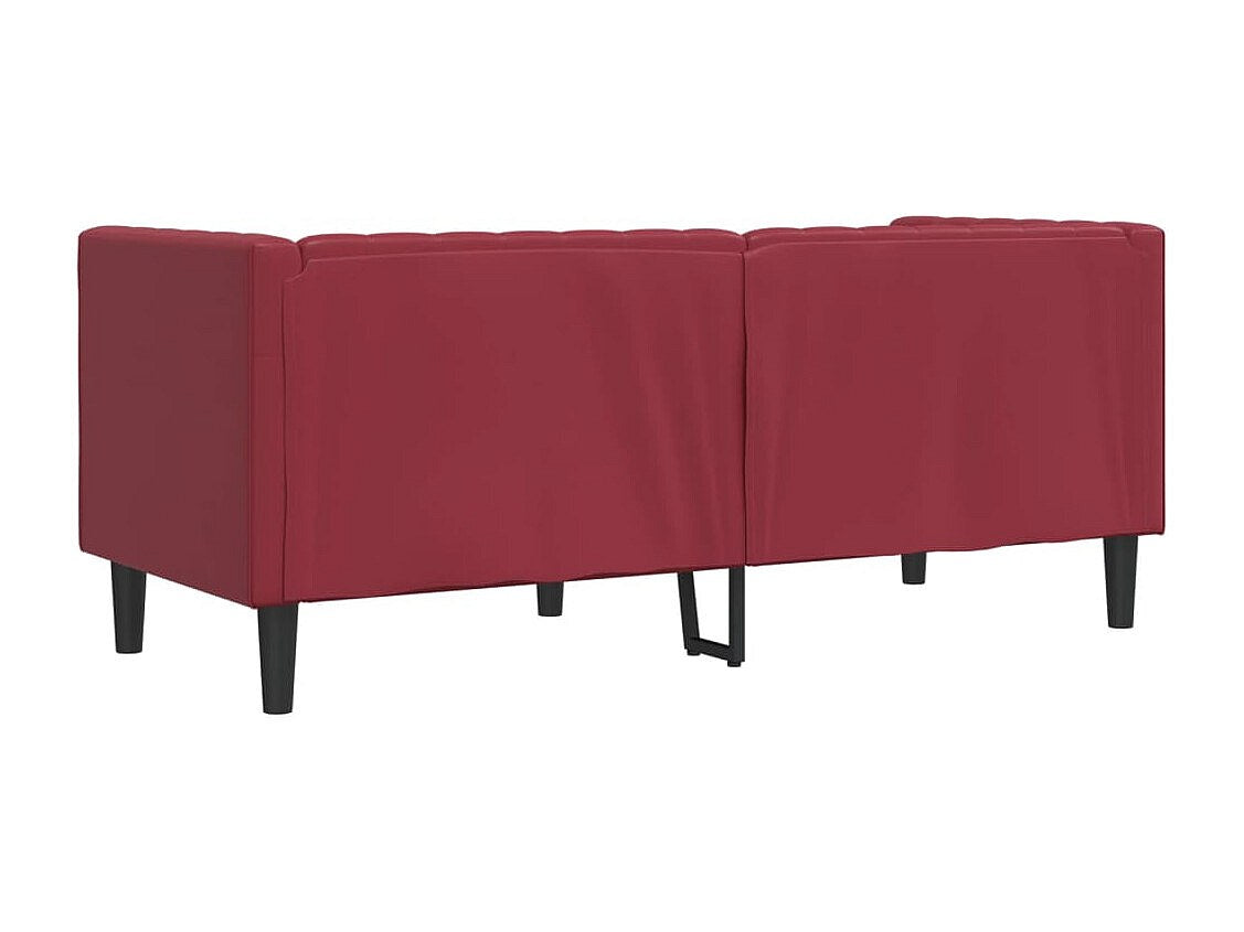 Canapé Chesterfield droit 2 places rouge simili cuir