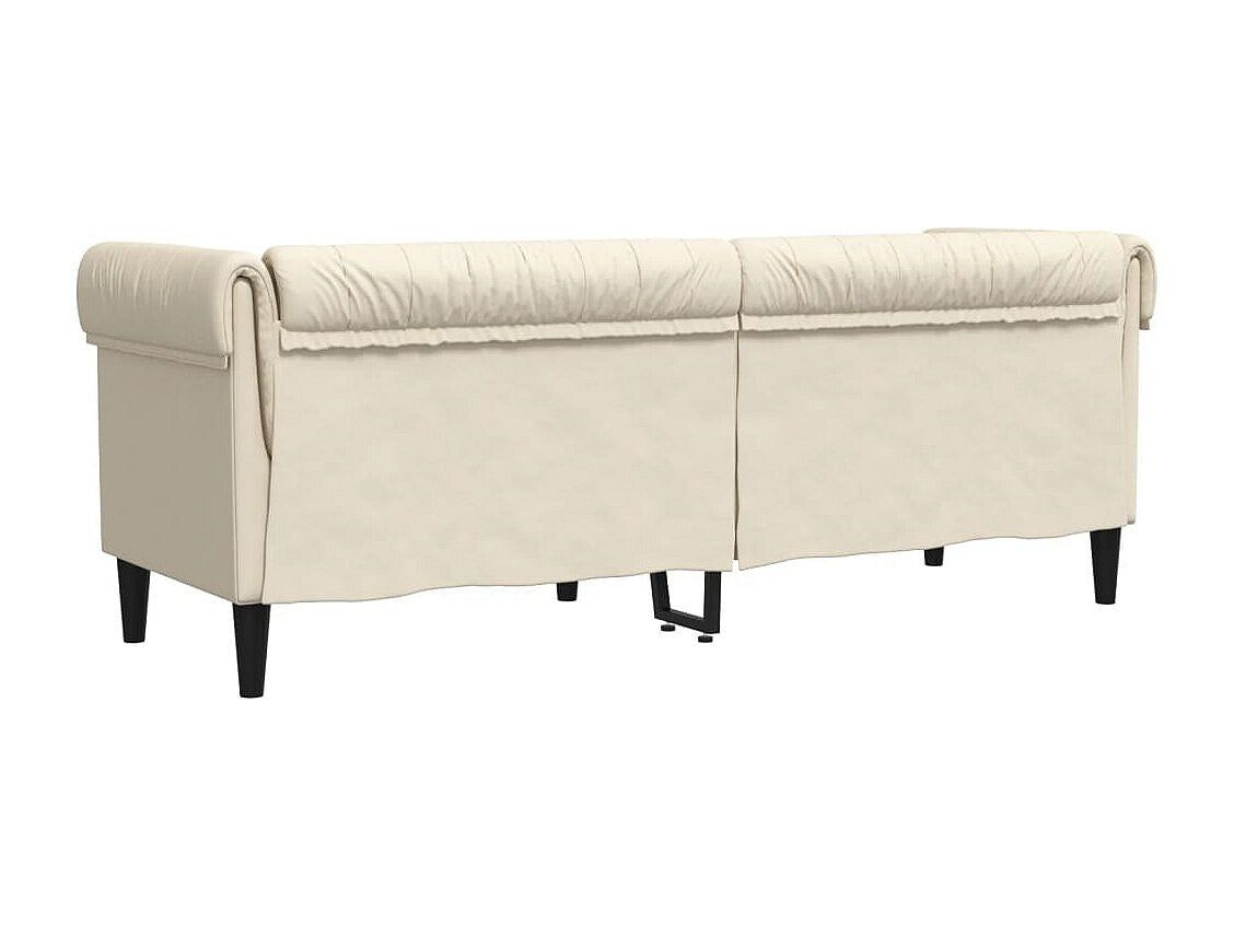 Canapé Chesterfield droit 3 places beige tissu