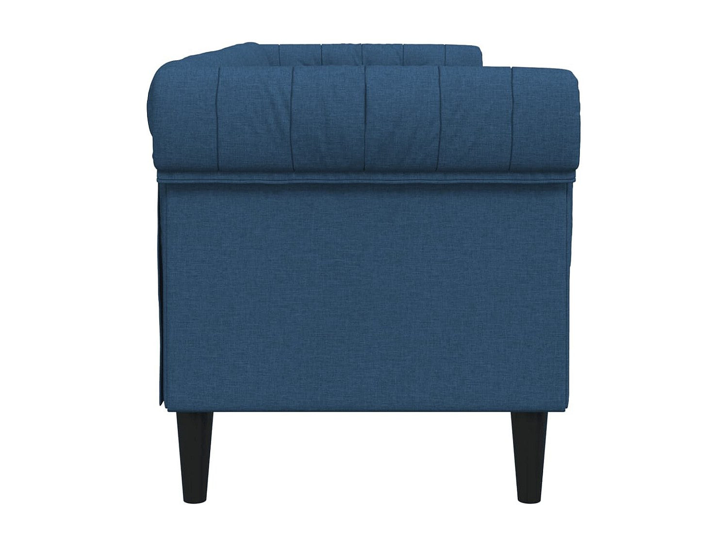 Canapé Chesterfield droit 3 places bleu tissu