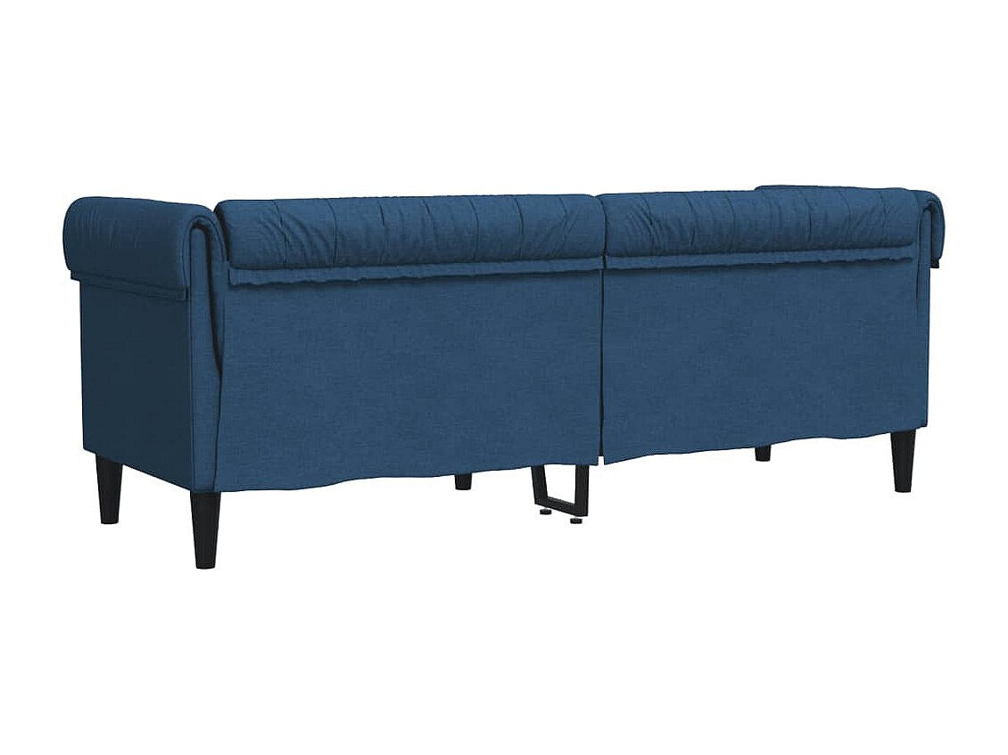 Canapé Chesterfield droit 3 places bleu tissu