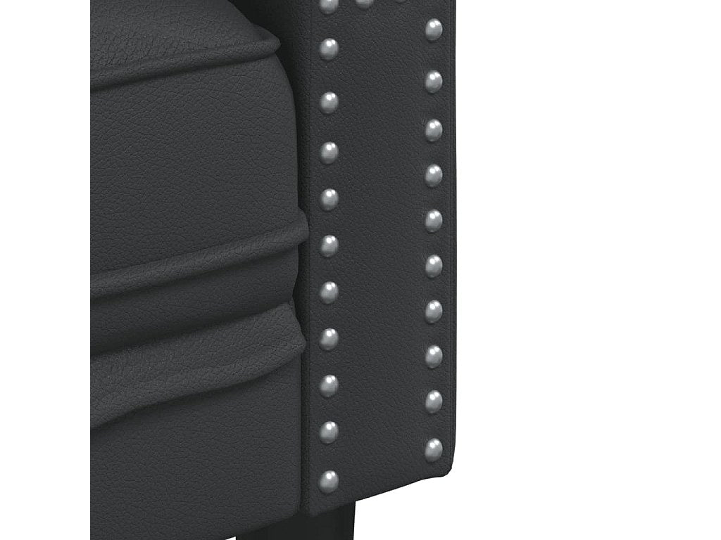 Canapé Chesterfield droit 2 places noir simili cuir