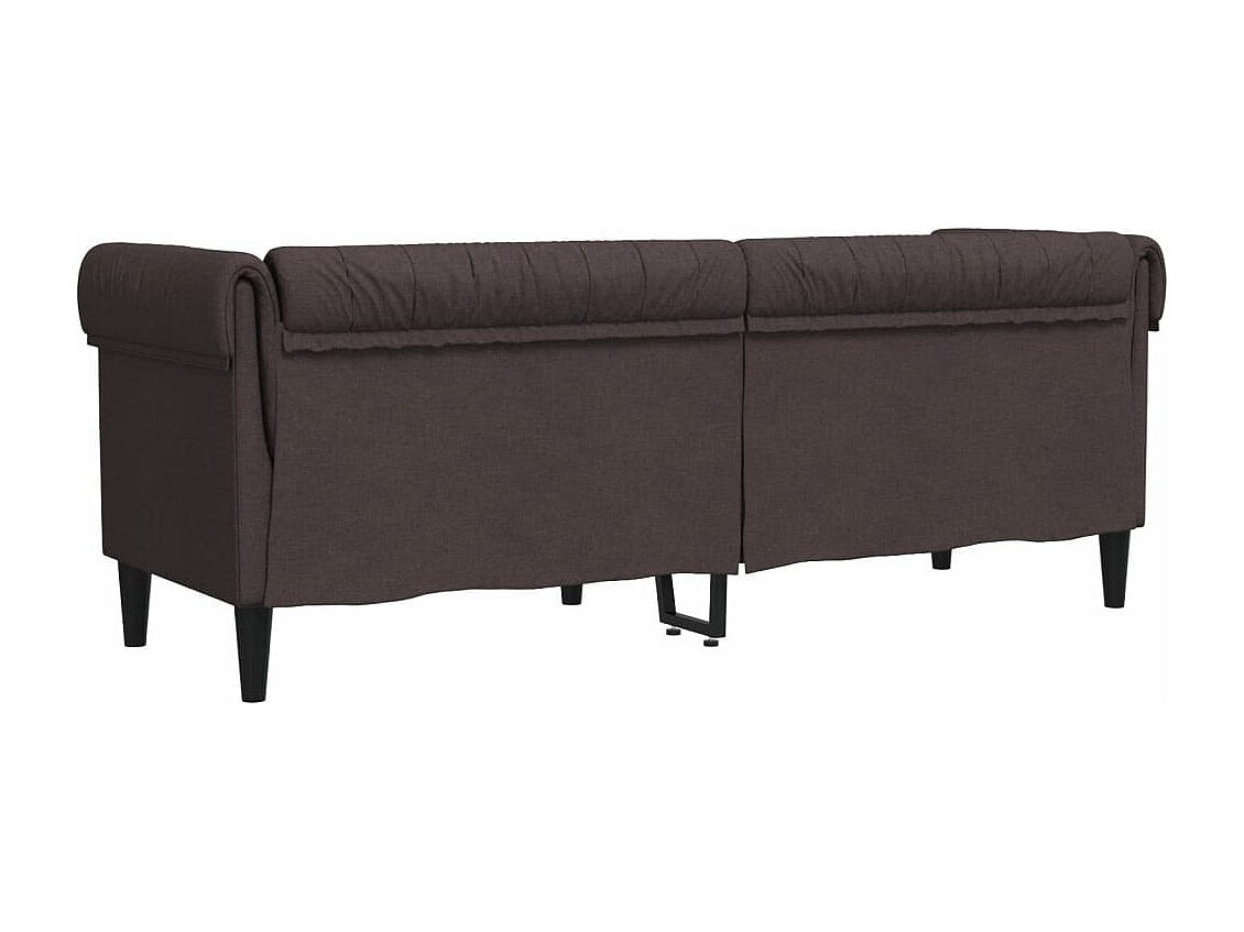 Canapé Chesterfield droit 3 places marron tissu