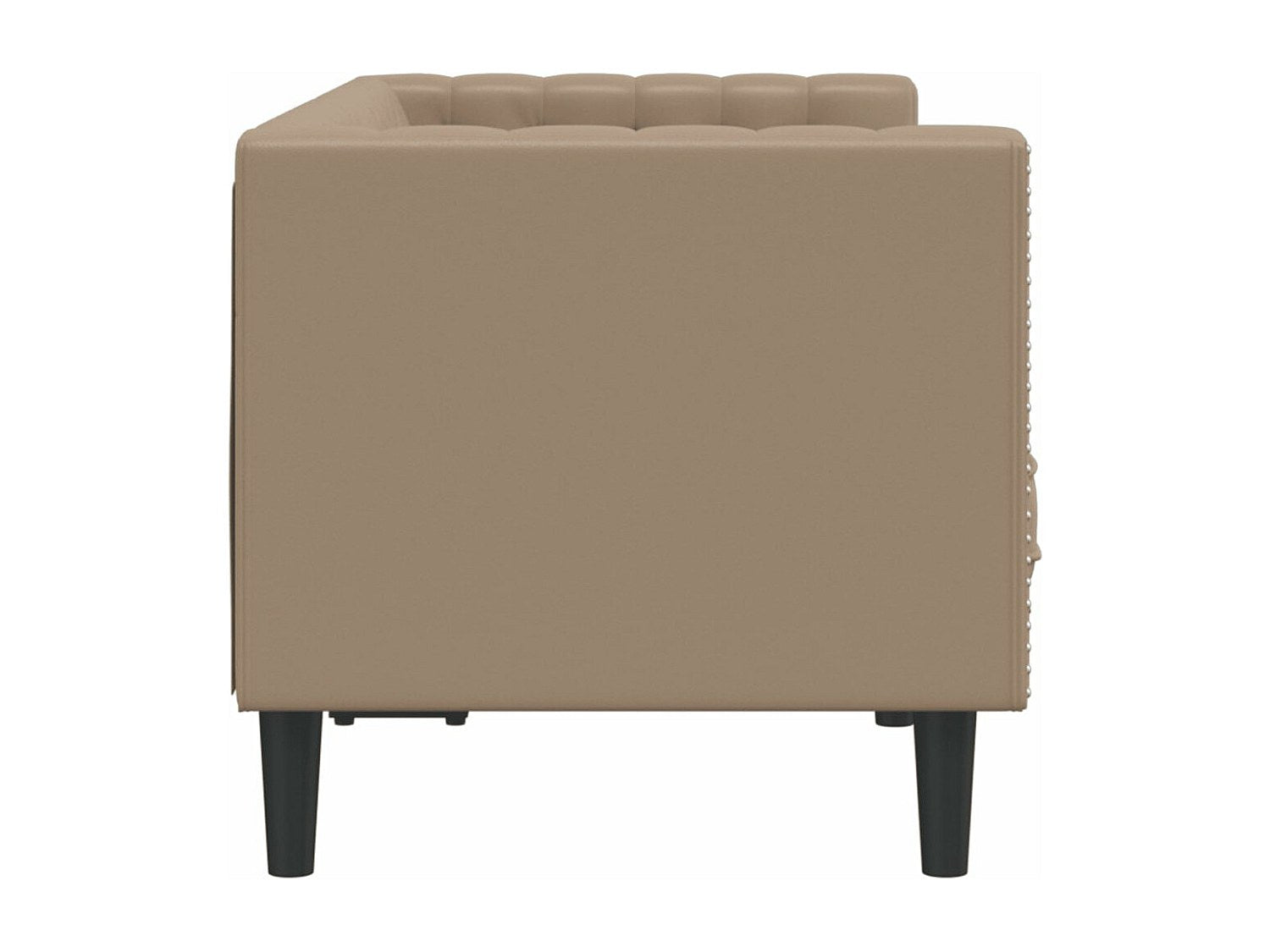 Canapé Chesterfield droit 2 places marron simili cuir