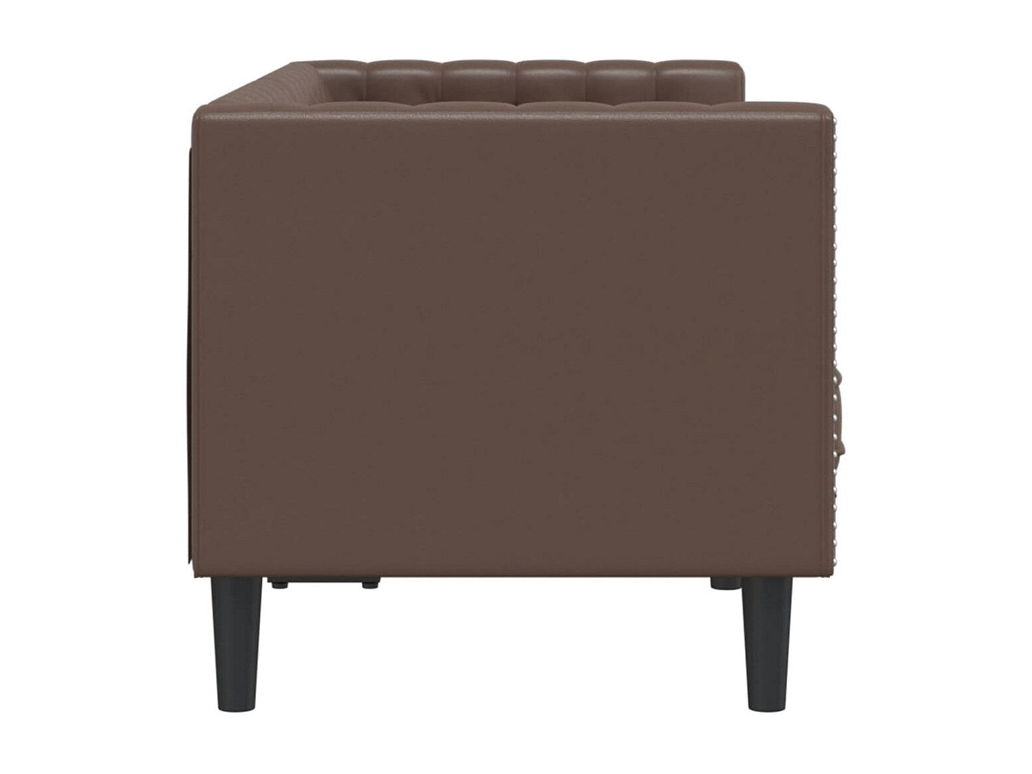Canapé Chesterfield droit 2 places marron simili cuir