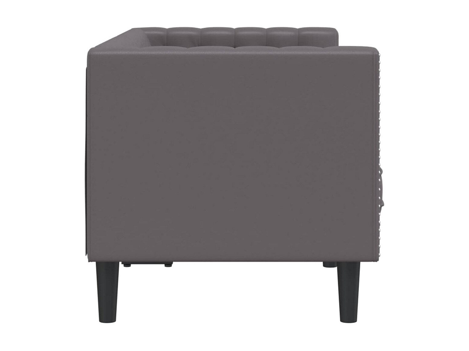 Canapé Chesterfield droit 2 places gris simili cuir