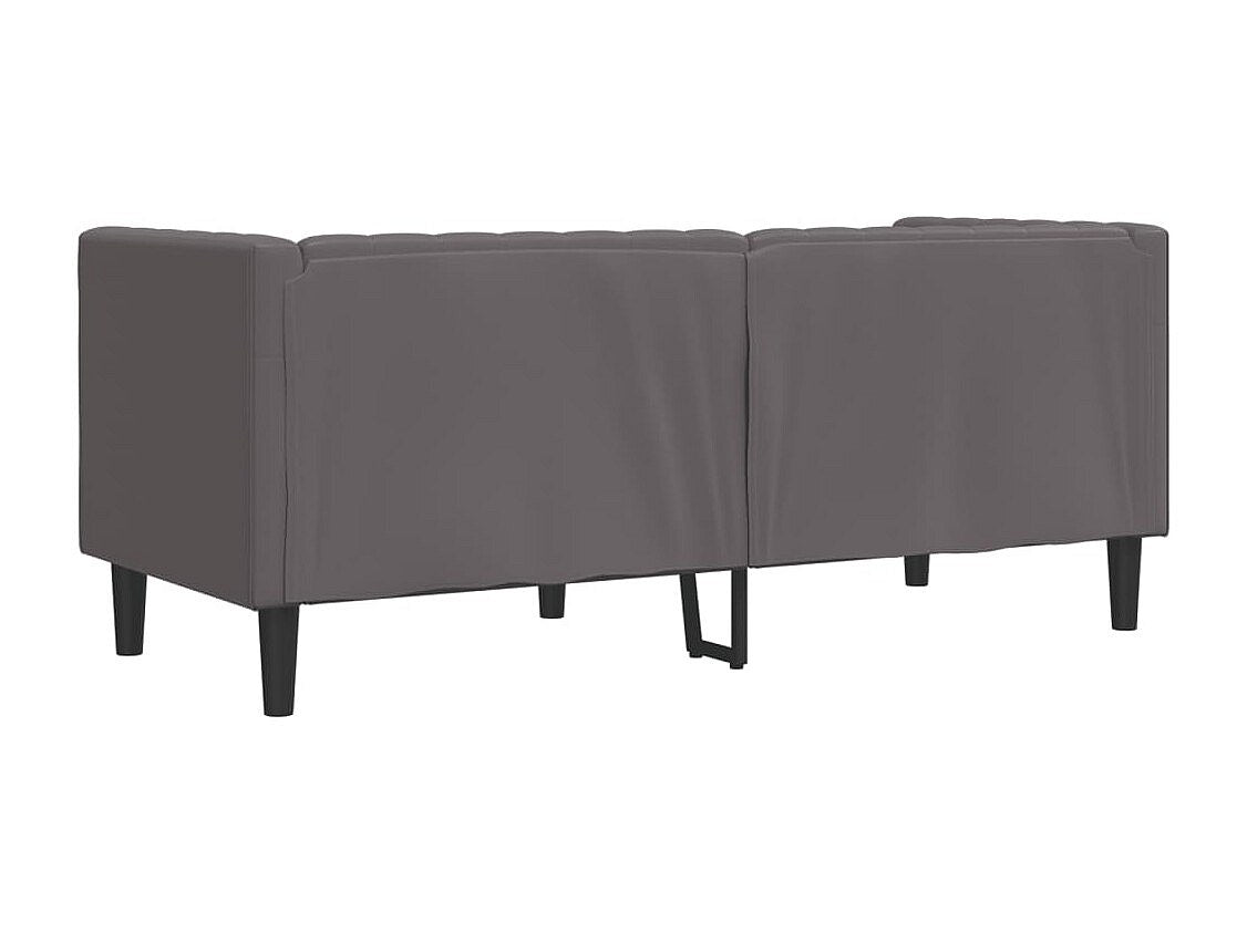 Canapé Chesterfield droit 2 places gris simili cuir