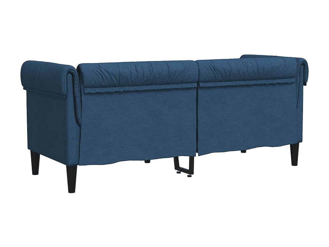 Canapé Chesterfield droit 2 places bleu tissu
