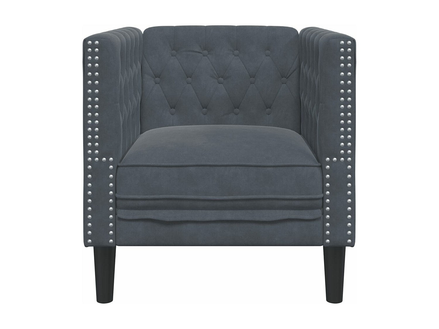 Fauteuil Chesterfield gris velours