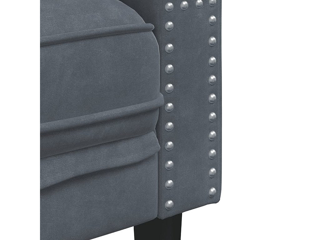 Fauteuil Chesterfield gris velours