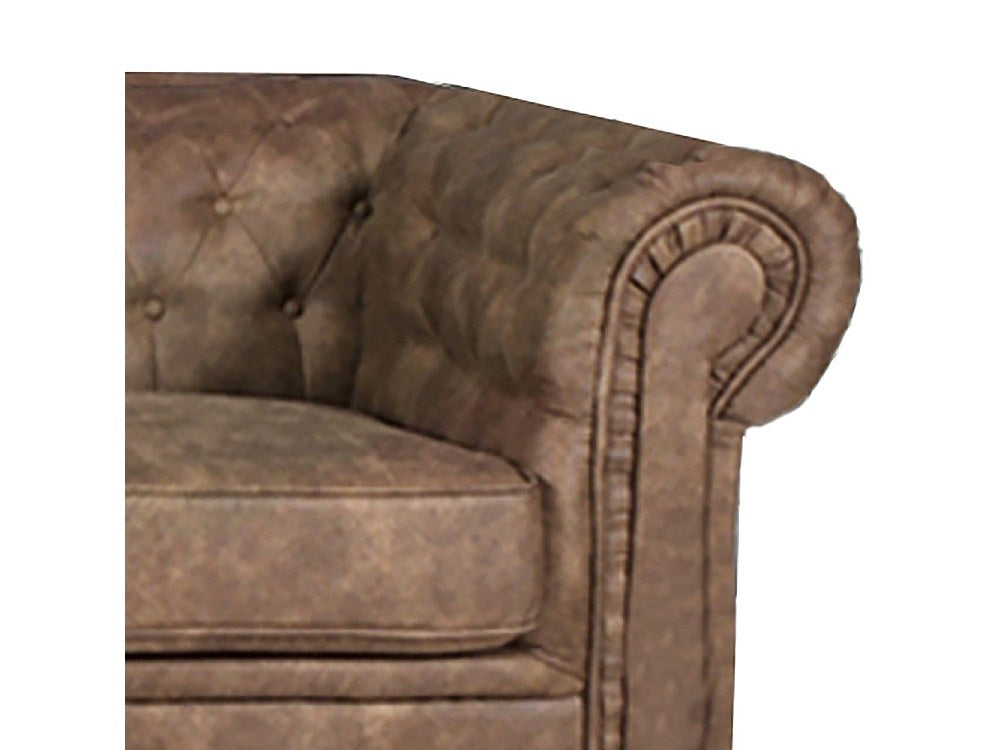 Canapé Chesterfield droit 2 places beige tissu