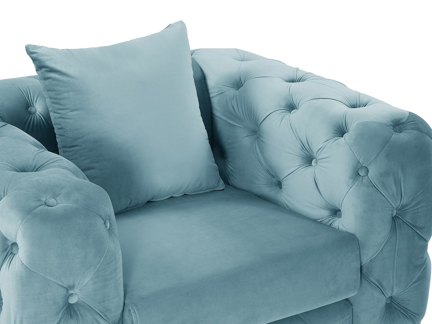 Fauteuil Chesterfield bleu velours - Edwina