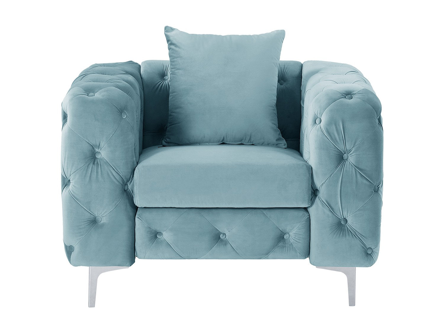Fauteuil Chesterfield bleu velours - Edwina