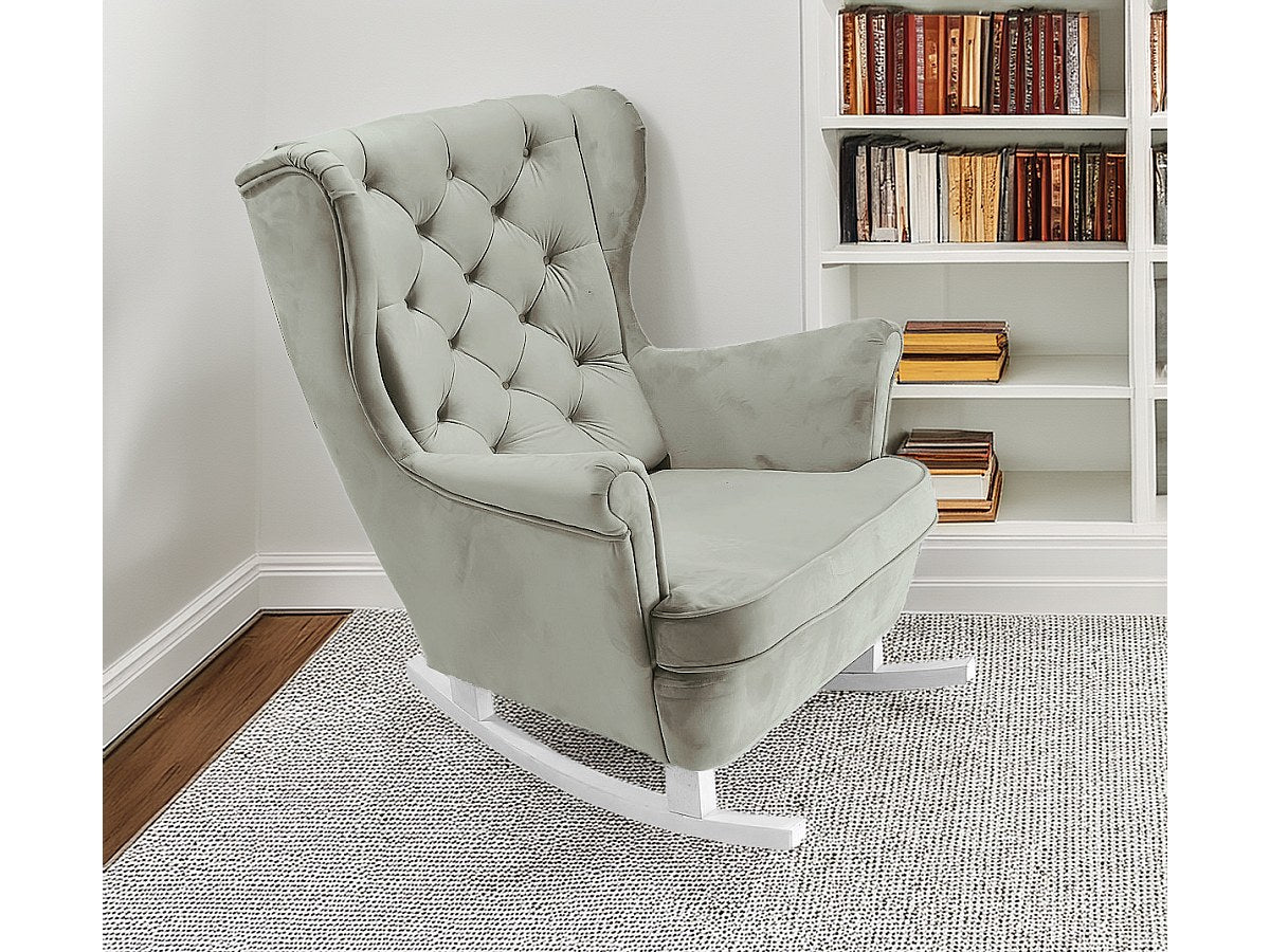 Fauteuil Chesterfield gris tissu