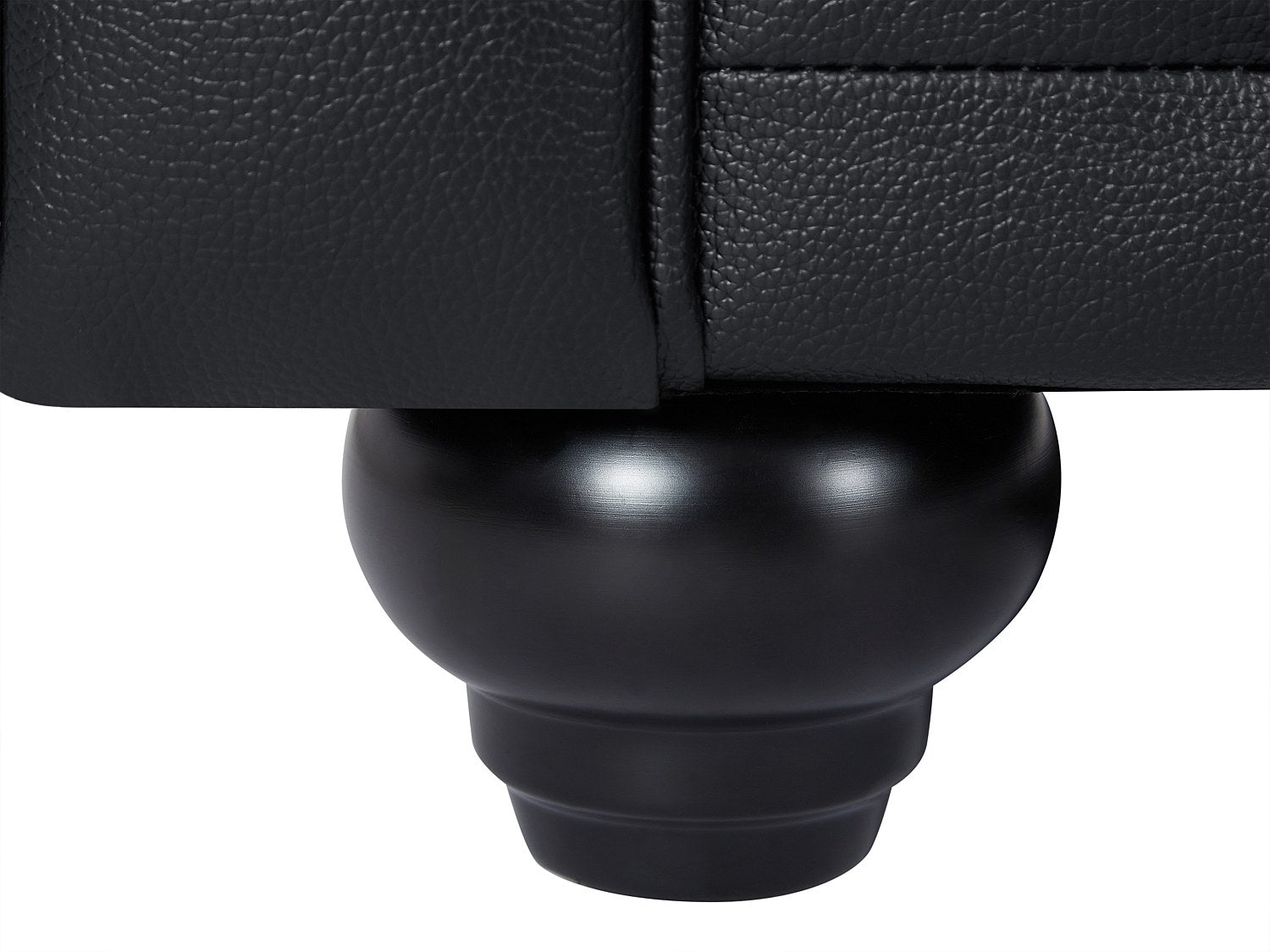 Canapé Chesterfield droit 2 places noir cuir