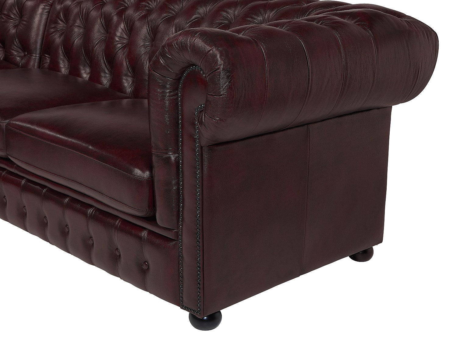 Canapé Chesterfield angle marron cuir - Brenton