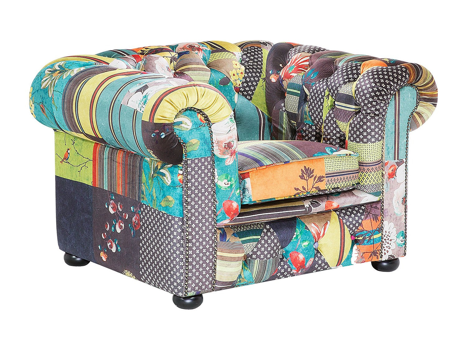 Fauteuil Chesterfield multicolore tissu