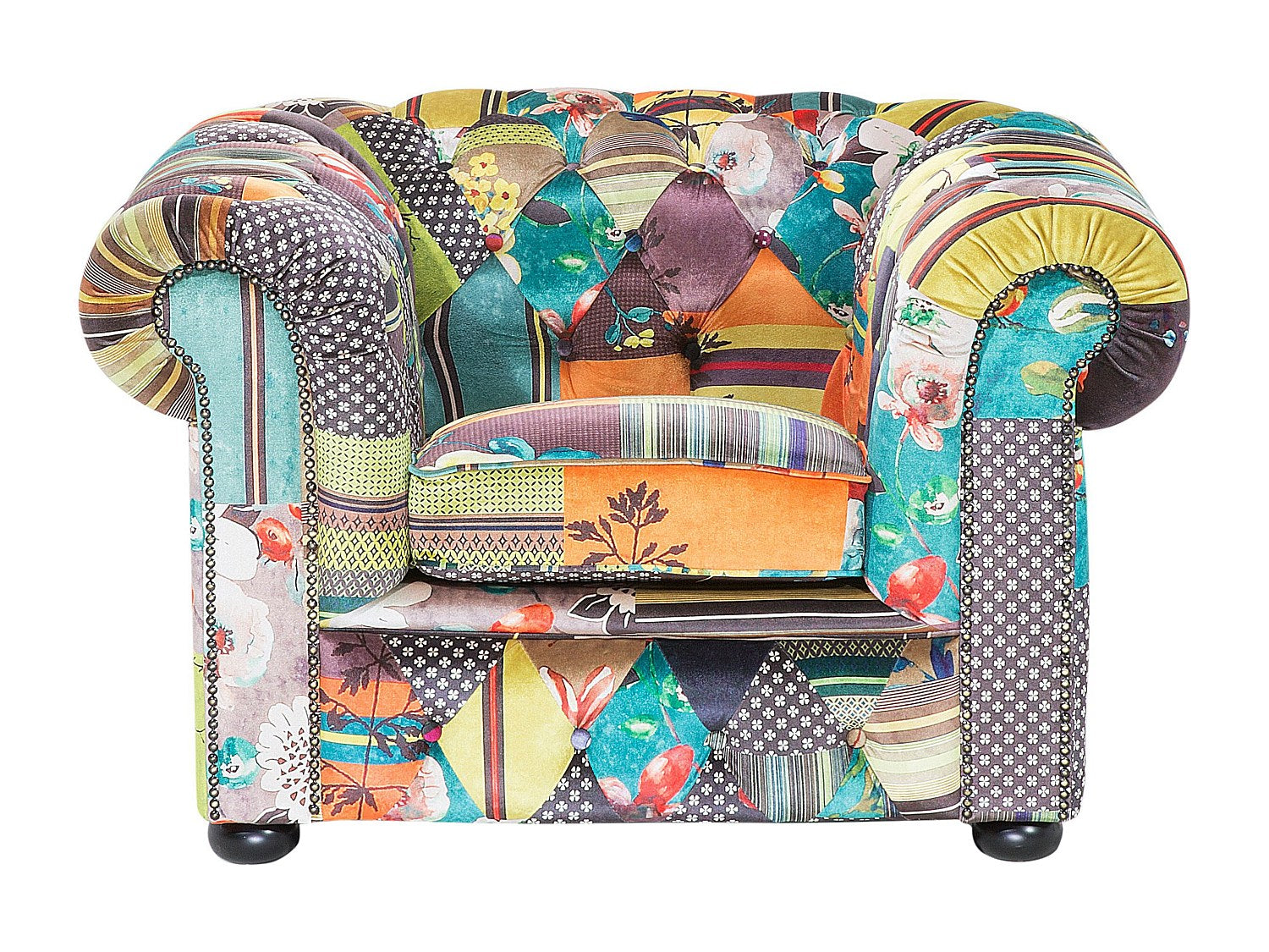 Fauteuil Chesterfield multicolore tissu