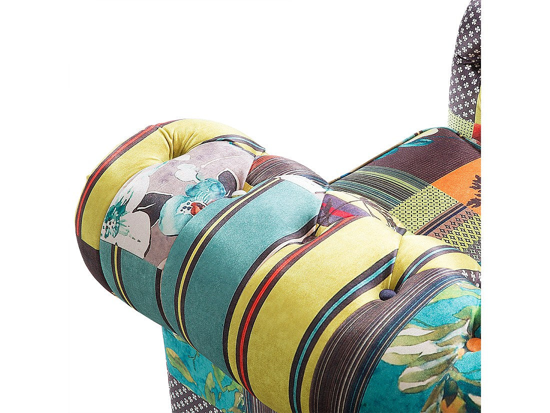 Fauteuil Chesterfield multicolore tissu