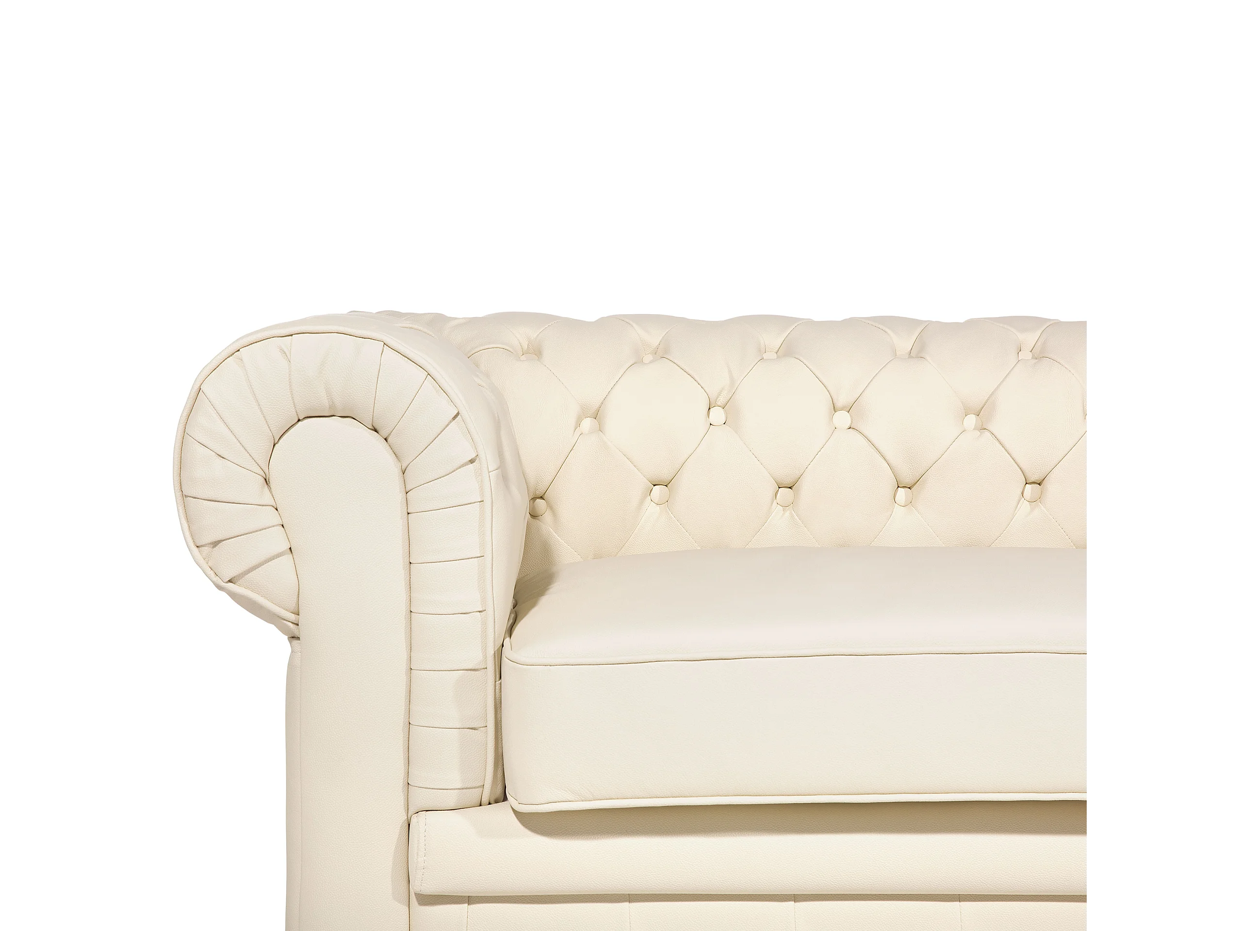 Canapé Chesterfield 3 Places Simili Cuir Beige