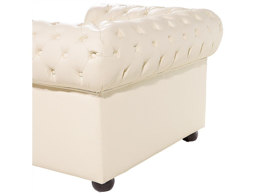Fauteuil Chesterfield beige cuir