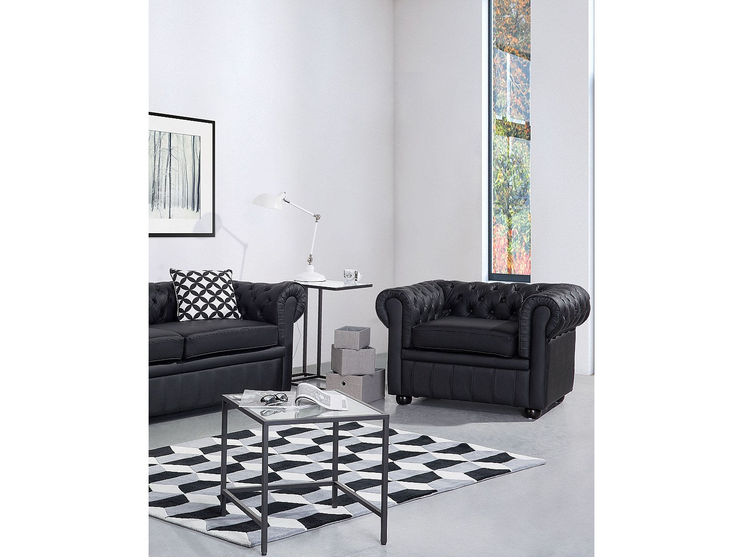 Fauteuil Chesterfield noir cuir