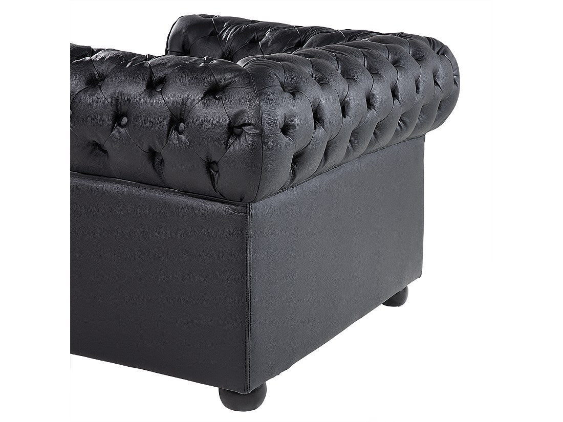 Fauteuil Chesterfield noir cuir