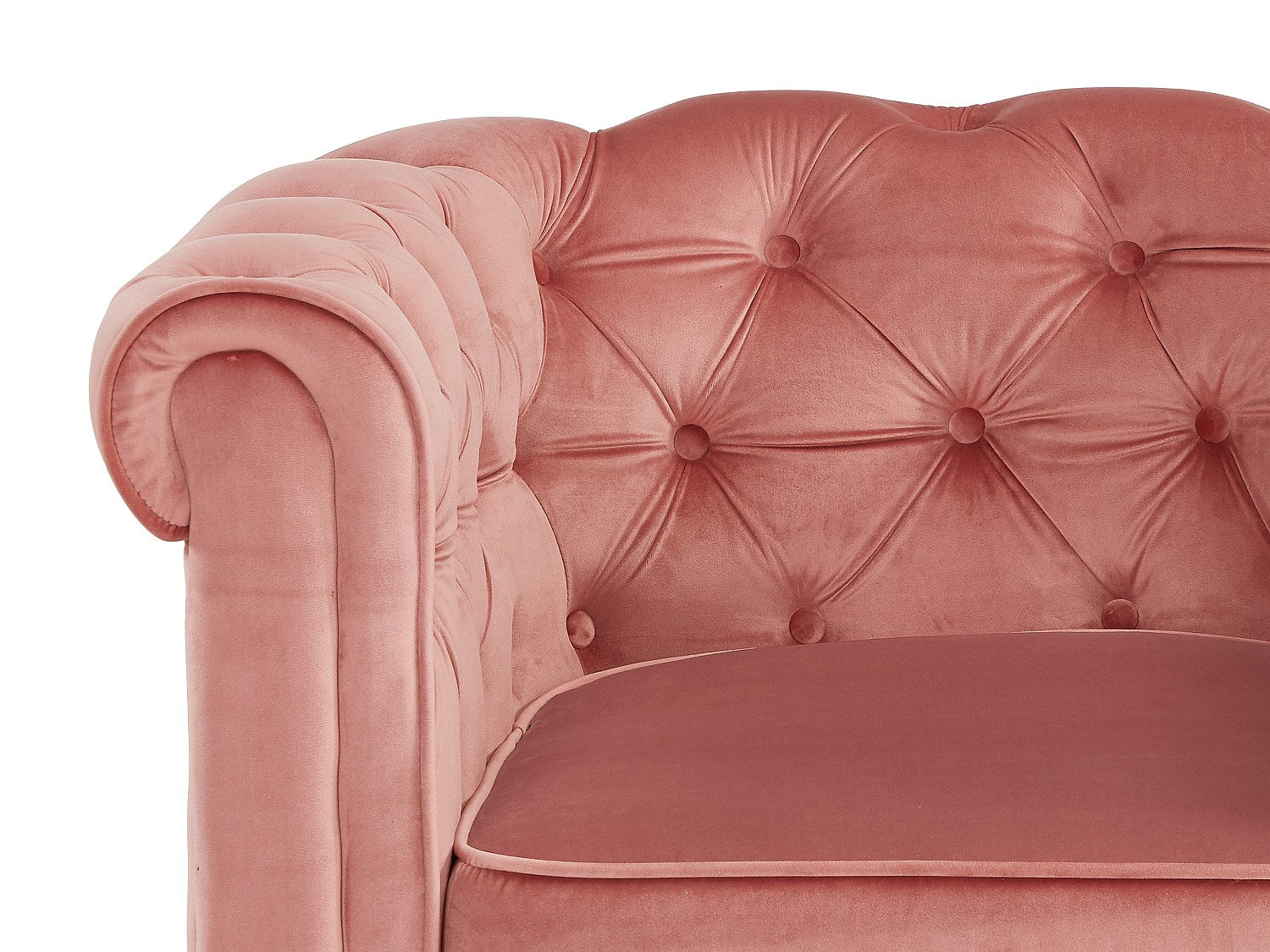 Fauteuil Chesterfield rose velours