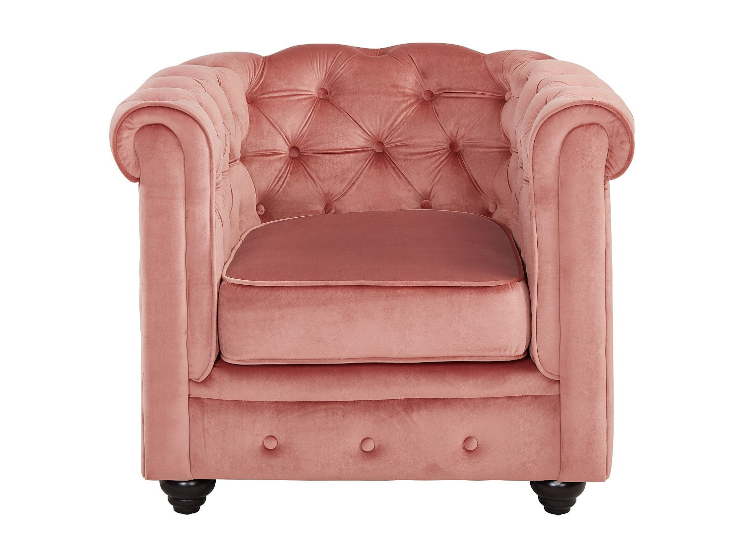 Lot de 2 fauteuils Chesterfield rose velours