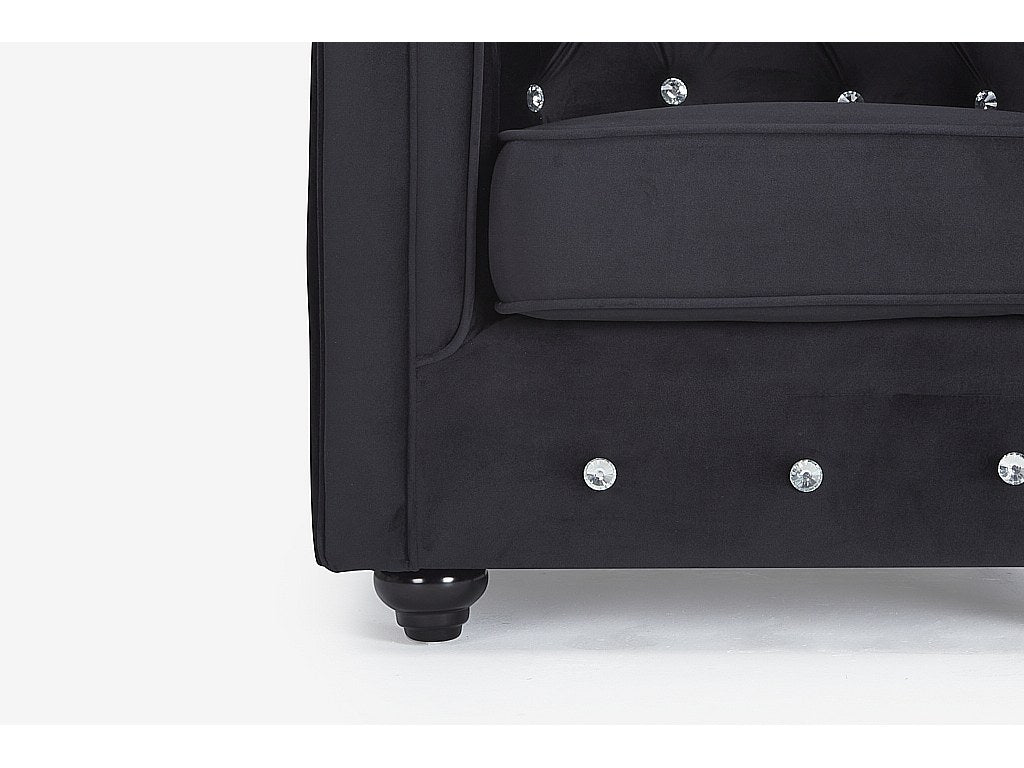 Fauteuil Chesterfield noir velours