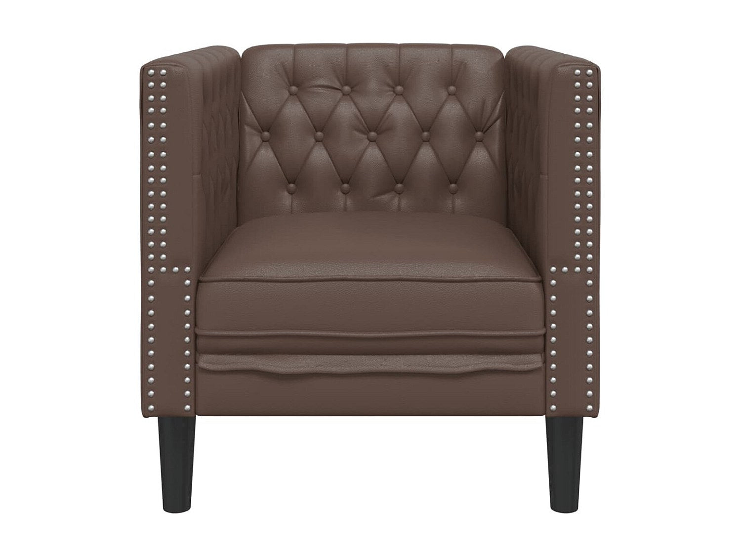 Fauteuil Chesterfield marron simili cuir