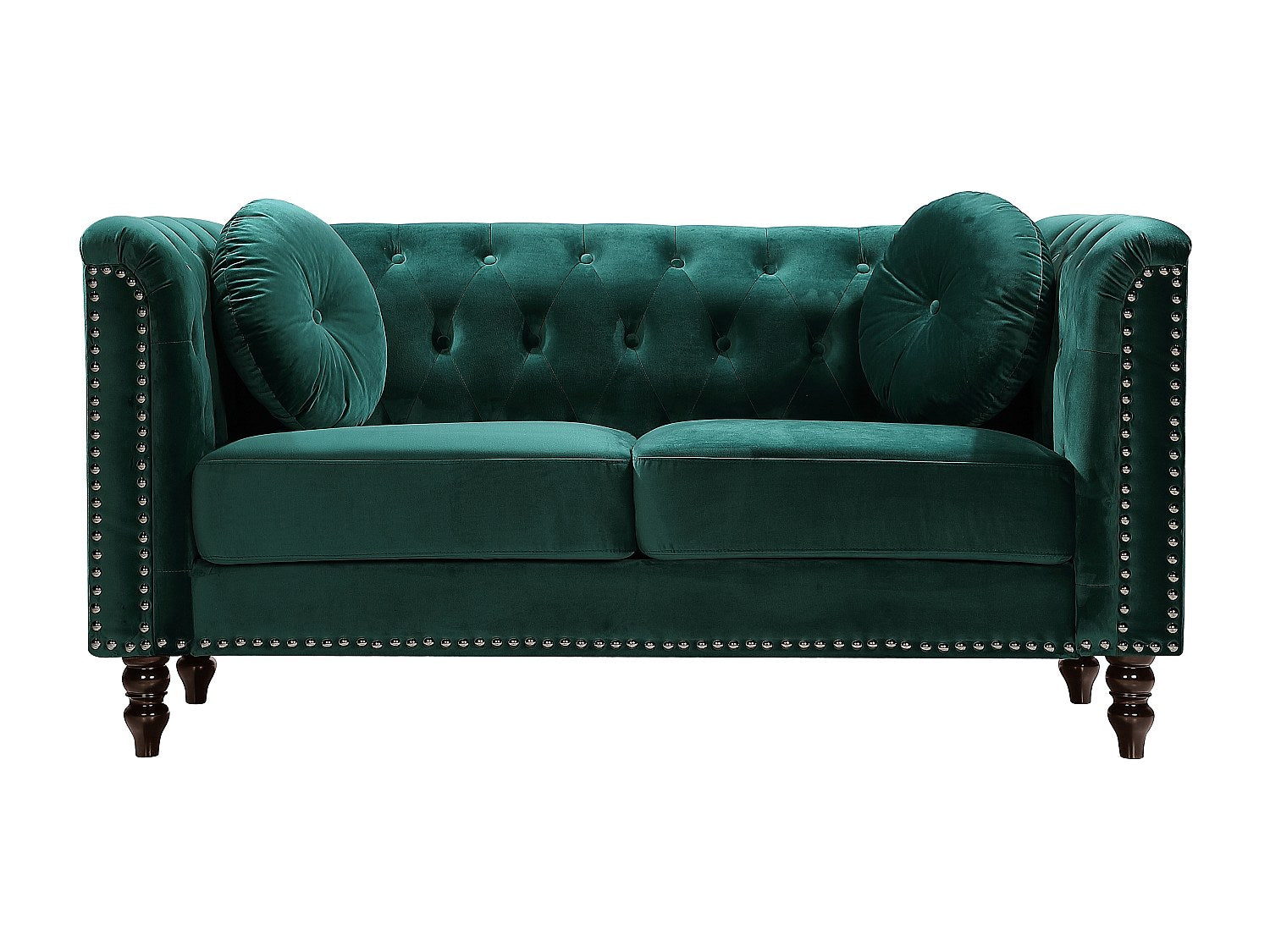 Canapé Chesterfield droit 2 places vert velours - Turner