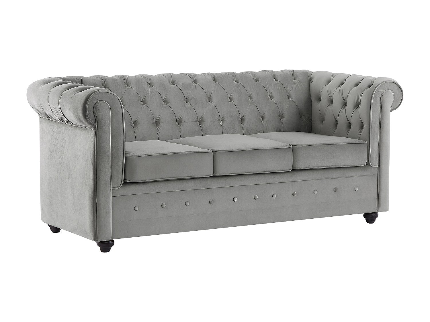 Canapé Chesterfield convertible 3 places gris velours