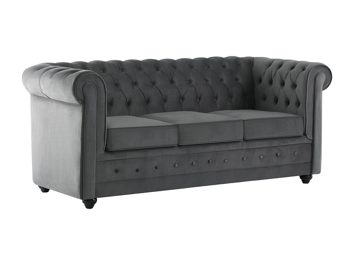 Canapé Chesterfield convertible 3 places gris velours