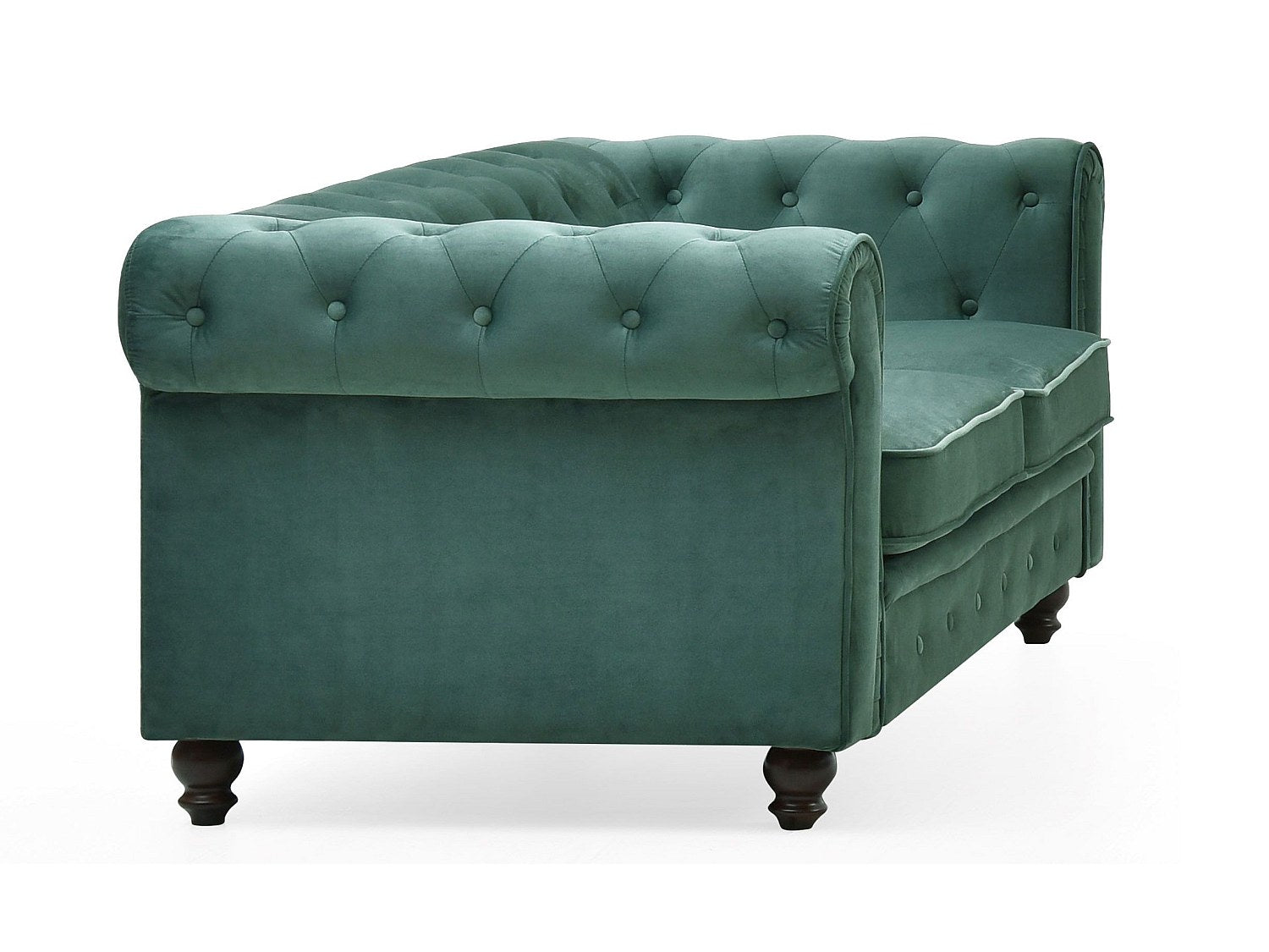 Canapé Chesterfield droit 2 places vert velours