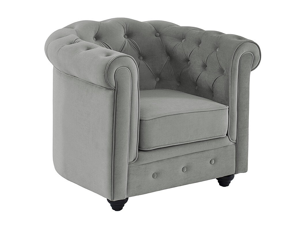Lot de 2 fauteuils Chesterfield gris velours