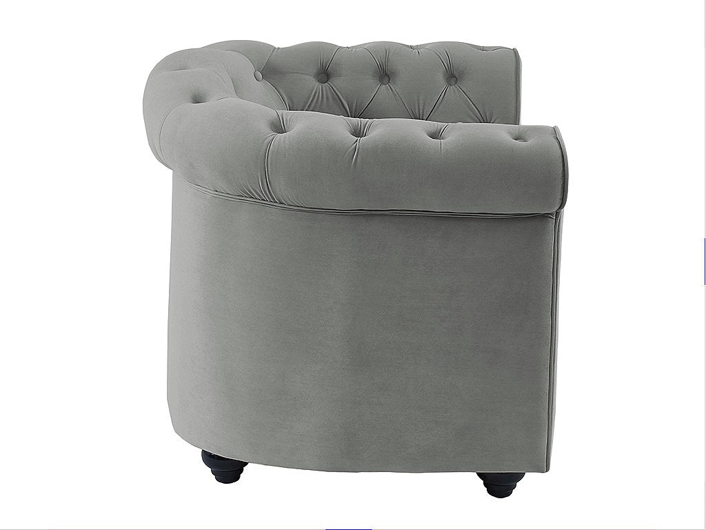Fauteuil Chesterfield gris velours