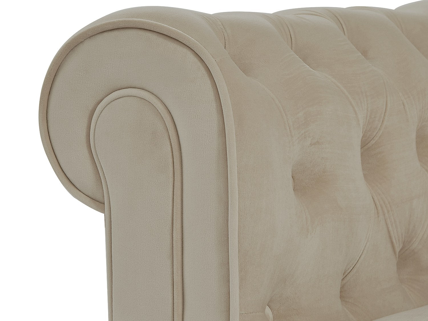 Canapé Chesterfield droit 2 places beige velours
