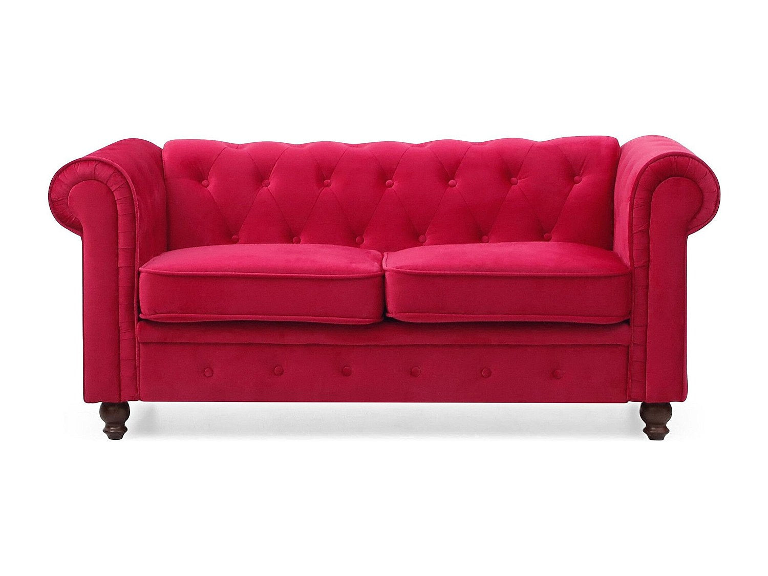 Canapé Chesterfield droit 2 places rouge velours