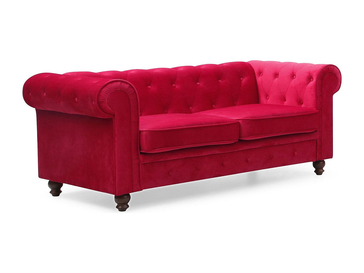Canapé Chesterfield droit 2 places rouge velours