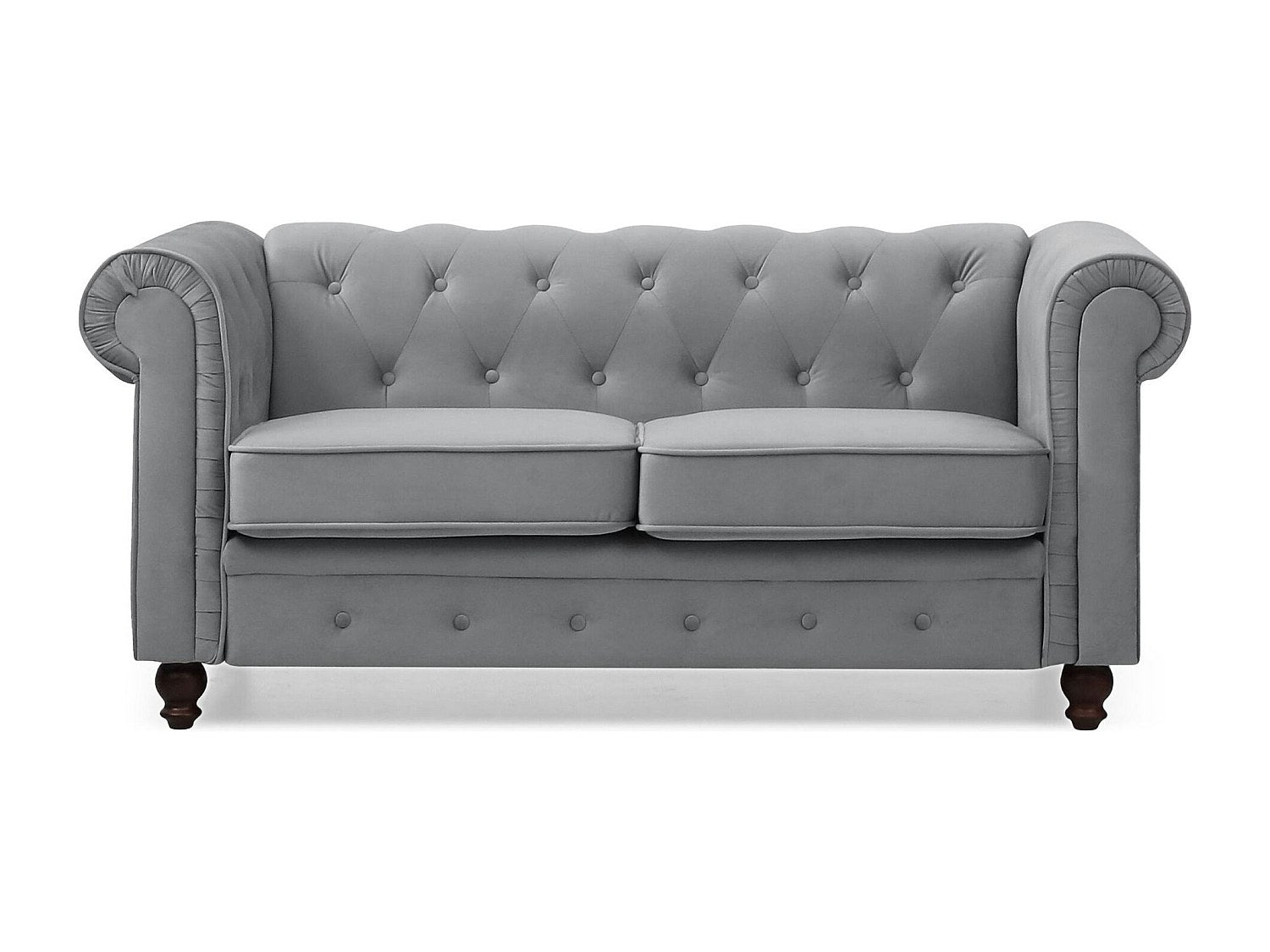 Canapé Chesterfield droit 2 places gris velours