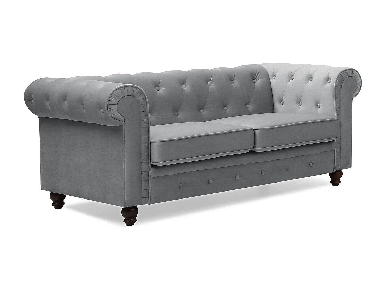 Canapé Chesterfield droit 2 places gris velours
