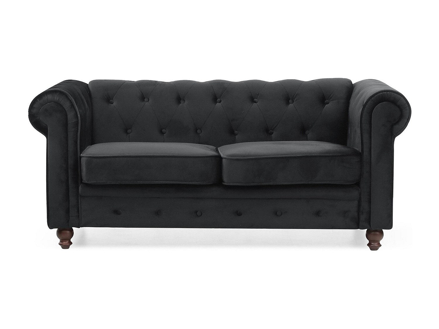 Canapé Chesterfield droit 2 places noir velours
