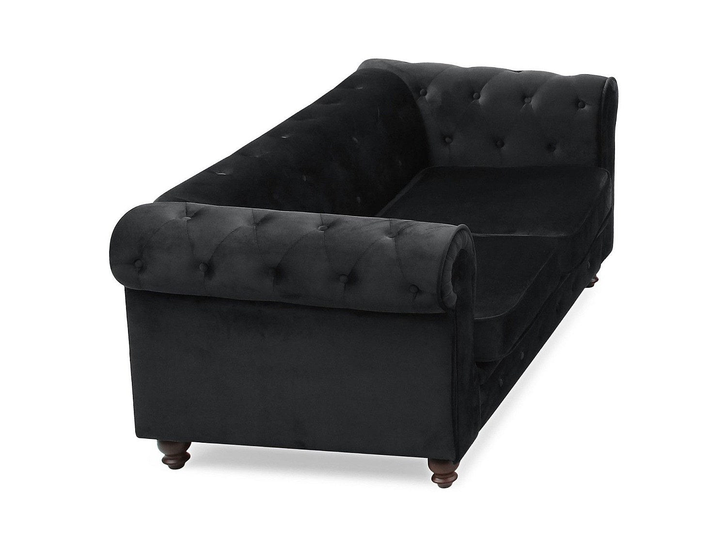 Canapé Chesterfield droit 2 places noir velours