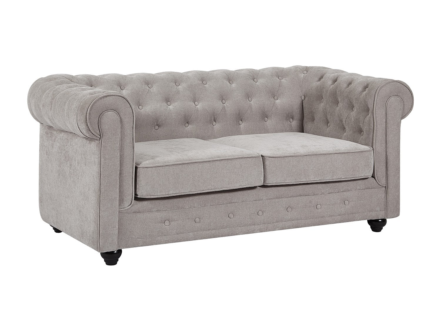 Canapé Chesterfield droit 2 places gris tissu
