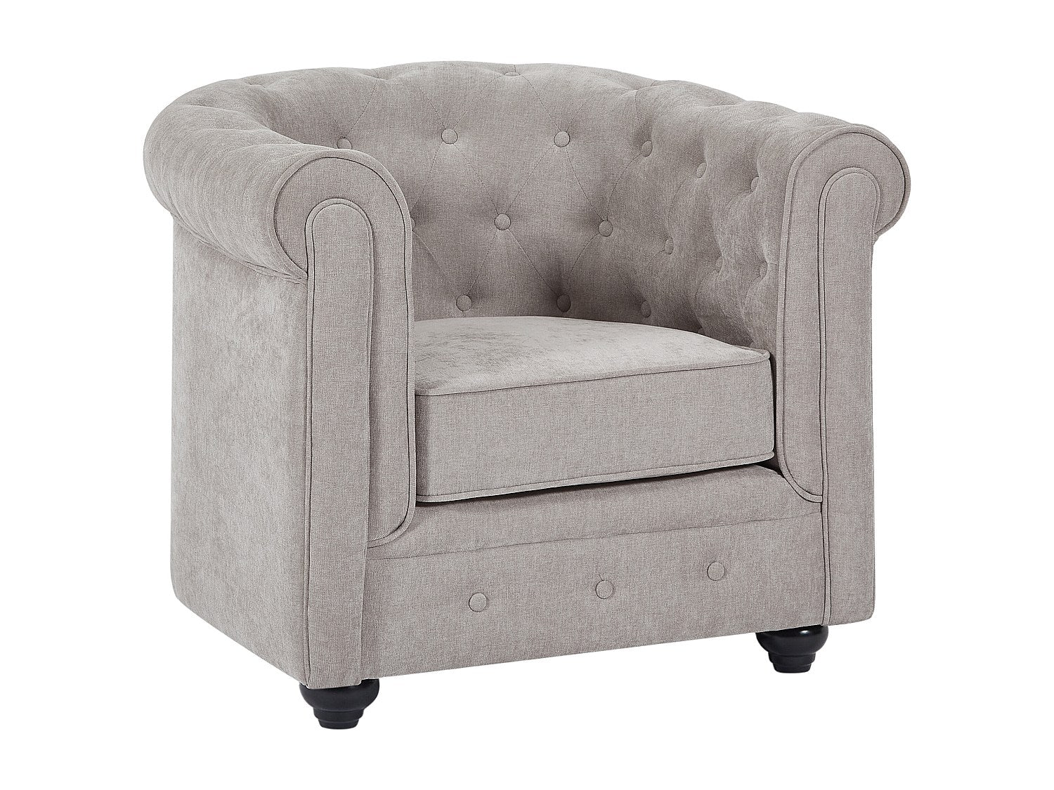 Fauteuil Chesterfield gris tissu
