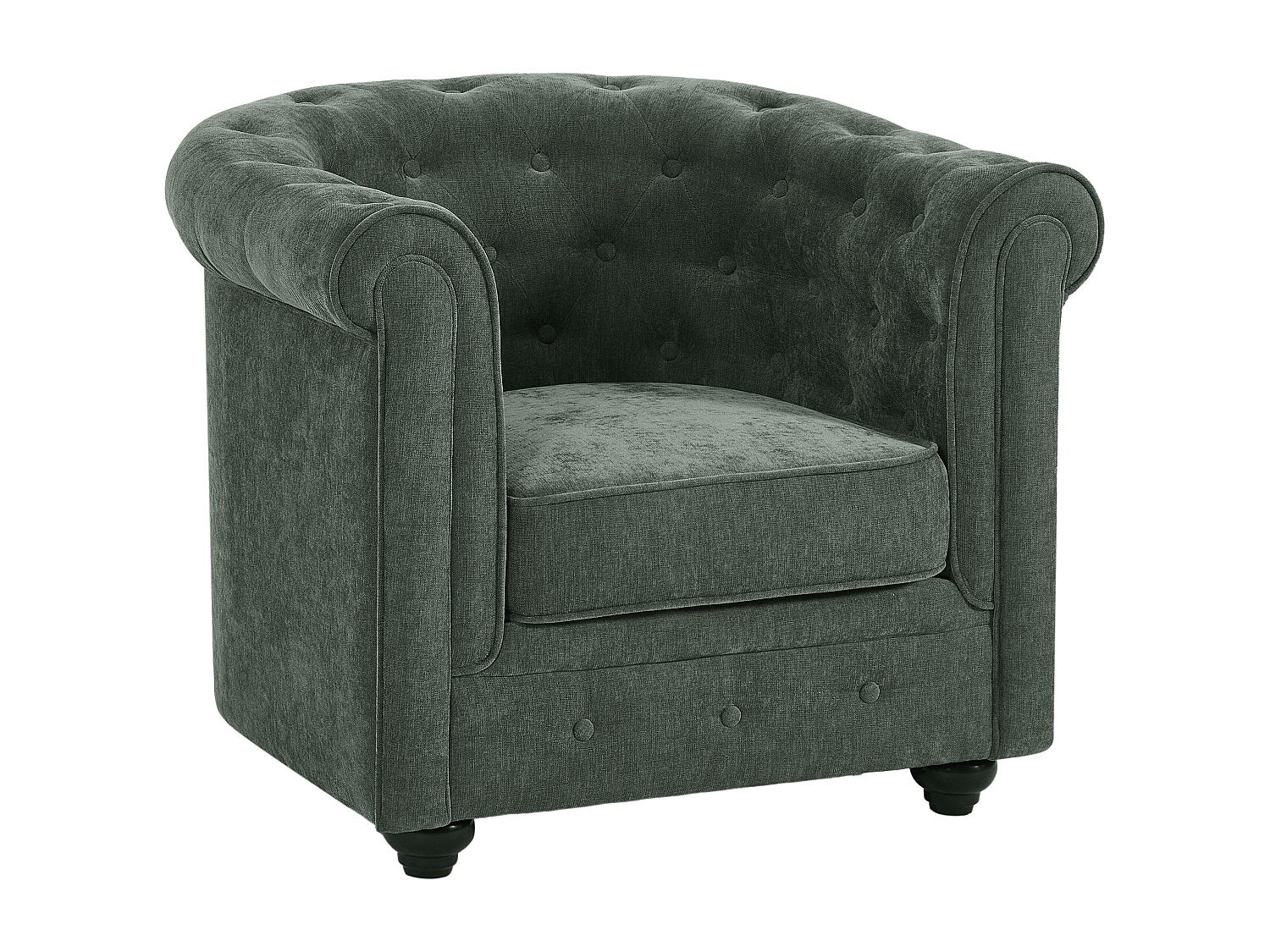 Fauteuil Chesterfield vert tissu