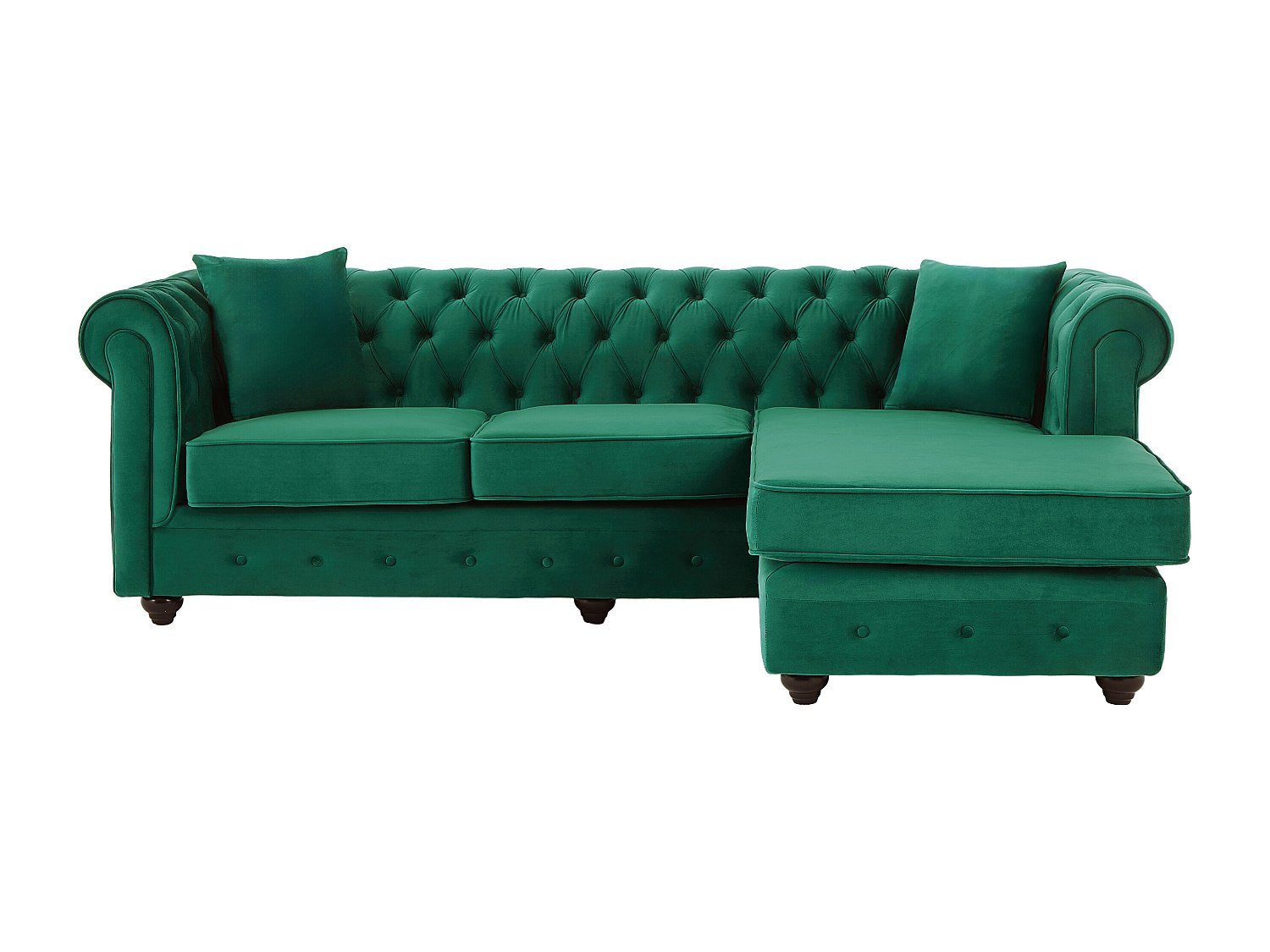 Canapé Chesterfield angle vert velours - Toledo